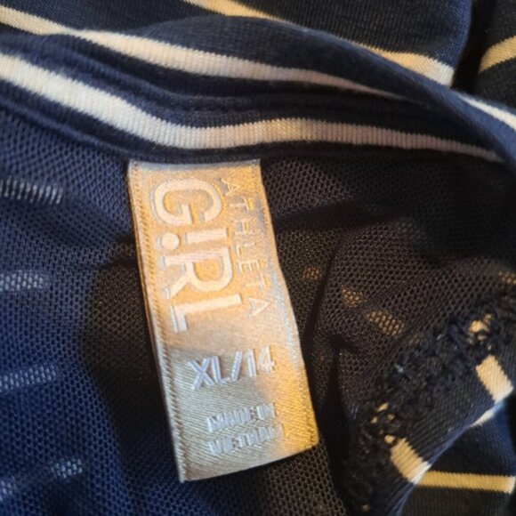 Athleta Girl girls size XL or 14 blue & white striped racer back tank top EUC - Picture 4 of 4
